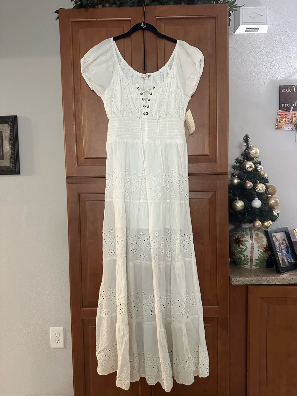 Boston Proper Eyelet Lace-Up Maxi Dress